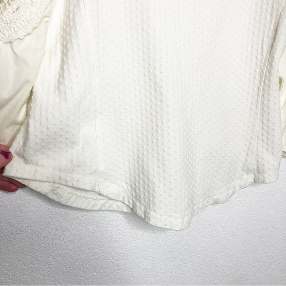 Free People Brunch Date Top 3/4 Lace Puff Sleeve Blouse Size Medium Revolve - Picture 11 of 16